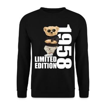 Édition limitée 1958 ours ours anniversaire 1958 - Sweat-shirt Unisexe - noir - Devant - Alina (178cm) & Michal (187cm)
