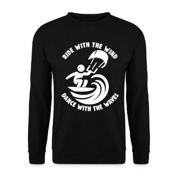Kitesurfing Ride with the wind Kitesurfer - Unisex Sweatshirt - black - Front - Alina (178cm) & Michal (187cm)