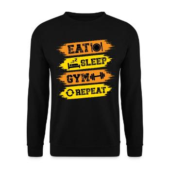 EAT SLEEP GYM REPEAT. Fitness, Sports, Training, - Unisex Sweatshirt - black - Front - Alina (178cm) & Michal (187cm)