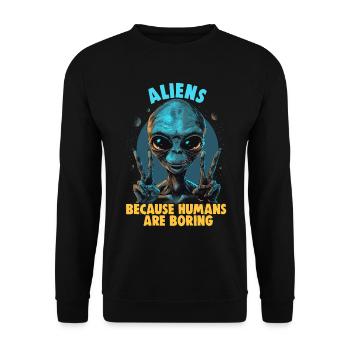 SciFi and Extraterrestrial Aliens and UFO Fan - Unisex Sweatshirt - black - Front - Alina (178cm) & Michal (187cm)