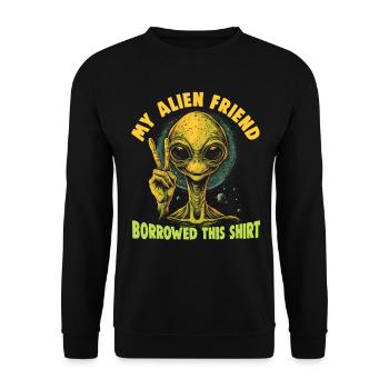 SciFi and Extraterrestrial Aliens and UFO Fan - Unisex Sweatshirt - black - Front - Alina (178cm) & Michal (187cm)