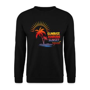 Sunrise Sunburn Sunset repeat, holiday, summer, - Unisex Sweatshirt - black - Front - Alina (178cm) & Michal (187cm)