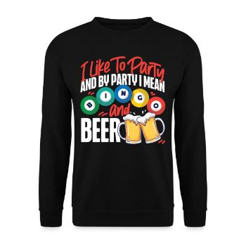 Joueur de bingo bière que j’aime faire la fête - Sweat-shirt Unisexe - noir - Devant - Alina (178cm) & Michal (187cm)