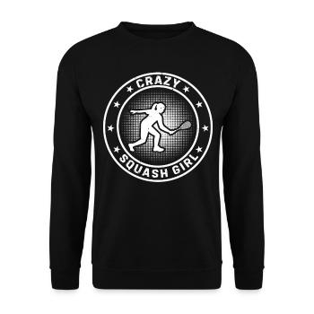 Crazy Squash Girl - Joueur de squash pour filles de squash - Sweat-shirt Unisexe - noir - Devant - Alina (178cm) & Michal (187cm)