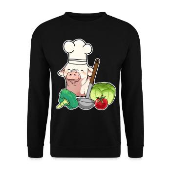 Pig Piglet Pig Piggy Vegetable Cook - Unisex Sweatshirt - black - Front - Alina (178cm) & Michal (187cm)