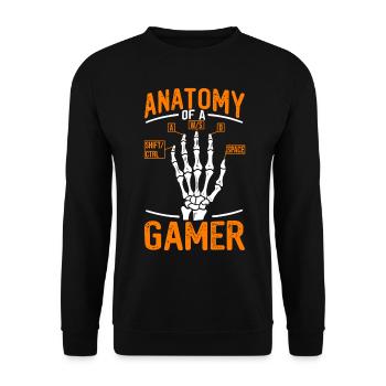 PC Gaming, PC Gamer, Zocker, Anatomy Of A Gamer - Unisex Pullover - Schwarz - Vorne - Alina (178cm) & Michal (187cm)