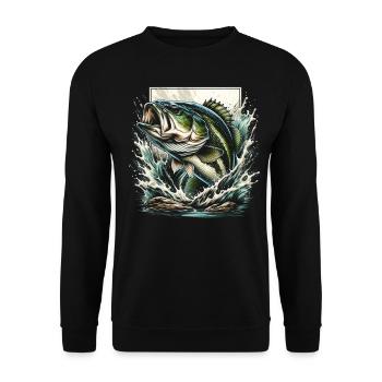 Bass Fish - Unisex Sweatshirt - black - Front - Alina (178cm) & Michal (187cm)