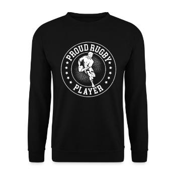 Playing Rugby - Proud Rugby Player - Unisex Pullover - Schwarz - Vorne - Alina (178cm) & Michal (187cm)