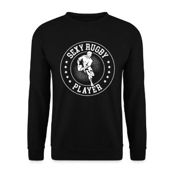 Playing Rugby - Sexy Rugby Player - Unisex Pullover - Schwarz - Vorne - Alina (178cm) & Michal (187cm)