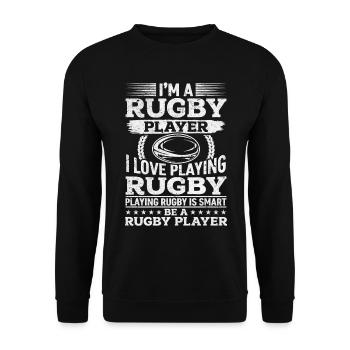 I love playing Rugby Playing Rugby is smart Be a R - Unisex Sweatshirt - black - Front - Alina (178cm) & Michal (187cm)
