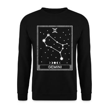 Sternzeichen Zwillinge - Unisex Pullover - Schwarz - Vorne - Alina (178cm) & Michal (187cm)
