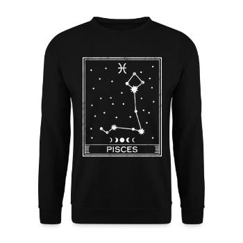 Fische-Sternzeichen - Unisex Pullover - Schwarz - Vorne - Alina (178cm) & Michal (187cm)
