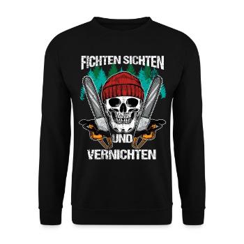 Spruce Sifting Destroying Tree Cutters Lumberjacks - Unisex Sweatshirt - black - Front - Alina (178cm) & Michal (187cm)