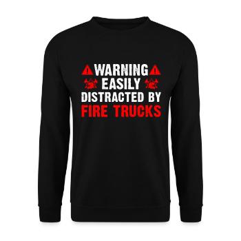 Easily distracted by fire truck firefighter - Unisex Sweatshirt - black - Front - Alina (178cm) & Michal (187cm)