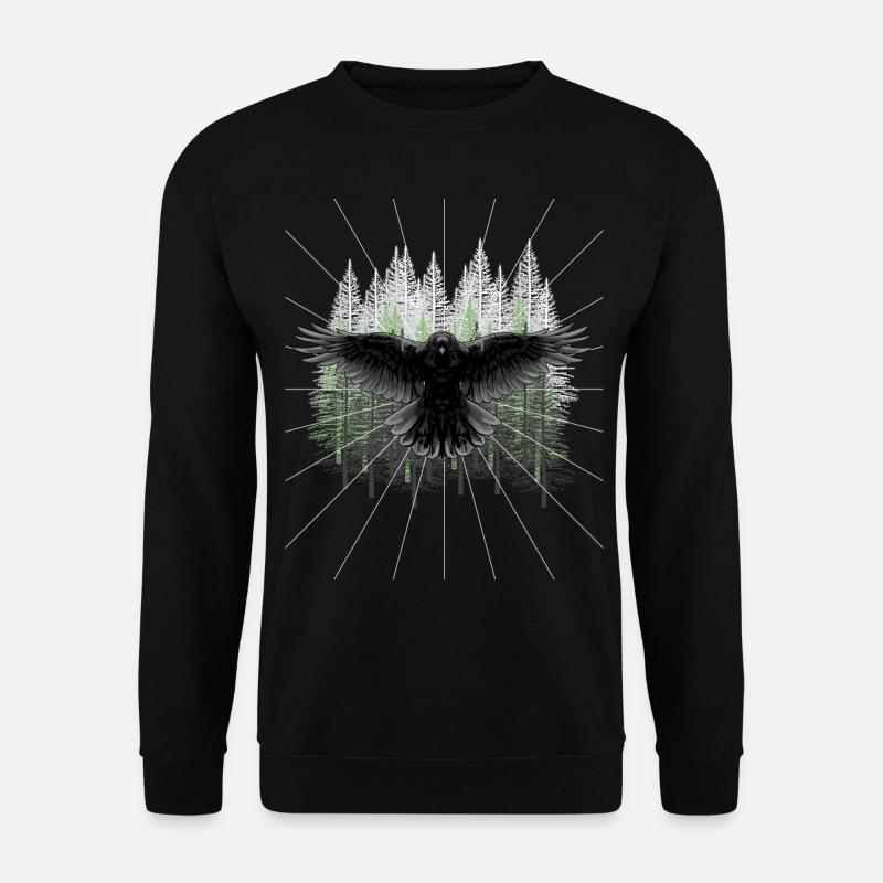 Wald Wildtiere Krähe Rabe Raben Waldtiere Dark - Unisex Pullover - Schwarz