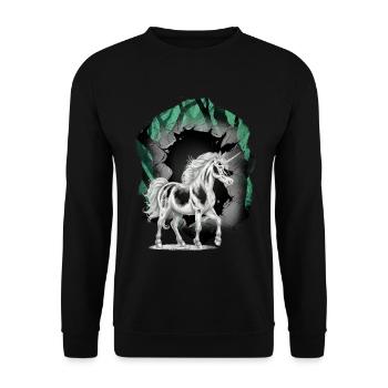 Licornes, Licorne, Animaux mythiques, Personnage de conte de fées - Sweat-shirt Unisexe - noir - Devant - Alina (178cm) & Michal (187cm)
