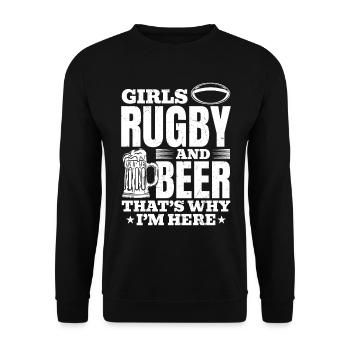 Le rugby féminin et la bière, c’est pour ça que je suis là - Rugby P - Sweat-shirt Unisexe - noir - Devant - Alina (178cm) & Michal (187cm)