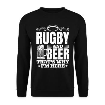 Le rugby et la bière, c’est pour ça que je suis là - Rugby - Sweat-shirt Unisexe - noir - Devant - Alina (178cm) & Michal (187cm)