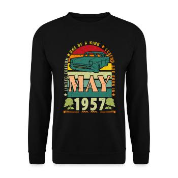 Mai 1957, Mai 1957, Mai 1957. - Unisex Pullover - Schwarz - Vorne - Alina (178cm) & Michal (187cm)