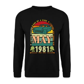 Geburtstagsgeschenk Mai 1981, Mai 1981, Mai 1981. - Unisex Pullover - Schwarz - Vorne - Alina (178cm) & Michal (187cm)