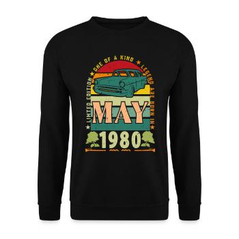 Mai 1980, Mai 1980, Mai 1980 Geburtstagsgeschenk. - Unisex Pullover - Schwarz - Vorne - Alina (178cm) & Michal (187cm)