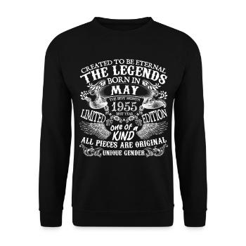 May 1955 Birthday 1955 May Best New Year - Unisex Sweatshirt - black - Front - Alina (178cm) & Michal (187cm)