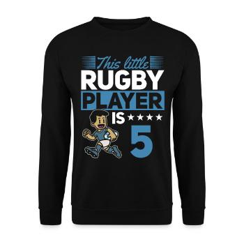 5th Birthday Kids Rugby Player - Unisex Sweatshirt - black - Front - Alina (178cm) & Michal (187cm)