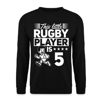 5th Birthday Rugby Player Kids Rugby Player - Unisex Pullover - Schwarz - Vorne - Alina (178cm) & Michal (187cm)