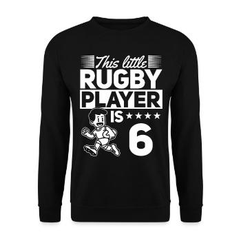 6ème anniversaire Joueur de rugby Enfants Joueur de rugby - Sweat-shirt Unisexe - noir - Devant - Alina (178cm) & Michal (187cm)