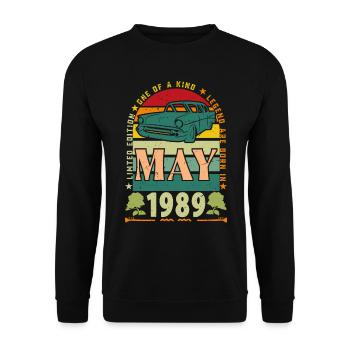 May 1989, May 1989, May 1989 birthday gift. - Unisex Sweatshirt - black - Front - Alina (178cm) & Michal (187cm)