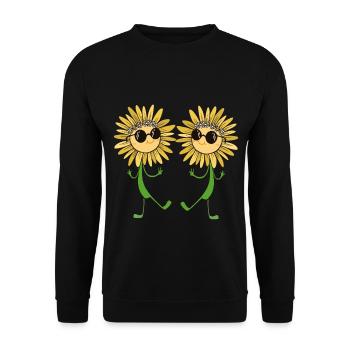 Lunettes de jardin de fleurs de tournesol d’été jardinier - Sweat-shirt Unisexe - noir - Devant - Alina (178cm) & Michal (187cm)