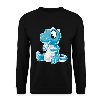 Fantasy Drino Dinosaurier Drachen - Unisex Pullover - Schwarz - Vorne - Alina (178cm) & Michal (187cm)