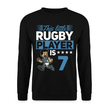 7th Birthday Kids Rugby Player - Unisex Sweatshirt - black - Front - Alina (178cm) & Michal (187cm)