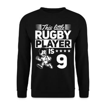 9th Birthday Rugby Player Kids Rugby Player - Unisex Pullover - Schwarz - Vorne - Alina (178cm) & Michal (187cm)