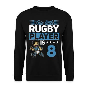 8th Birthday Kids Rugby Player - Unisex Sweatshirt - black - Front - Alina (178cm) & Michal (187cm)