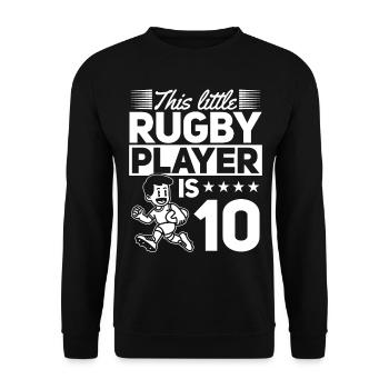 10th Birthday Rugby Player Kids Rugby Player - Unisex Pullover - Schwarz - Vorne - Alina (178cm) & Michal (187cm)