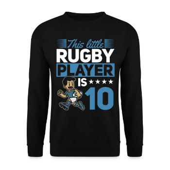10th Birthday Kids Rugby Player - Unisex Sweatshirt - black - Front - Alina (178cm) & Michal (187cm)