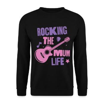 Das Mama-Leben rocken - Unisex Pullover - Schwarz - Vorne - Alina (178cm) & Michal (187cm)