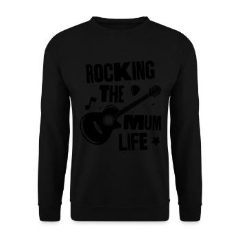 Das Mama-Leben rocken - Unisex Pullover - Schwarz - Vorne - Alina (178cm) & Michal (187cm)