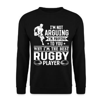 I'm proving to you why I'm the best Rugby player - Unisex Sweatshirt - black - Front - Alina (178cm) & Michal (187cm)
