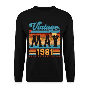 Mai 1981, Vintage Jubiläumsgeschenk Mai 1981. - Unisex Pullover - Schwarz - Vorne - Alina (178cm) & Michal (187cm)
