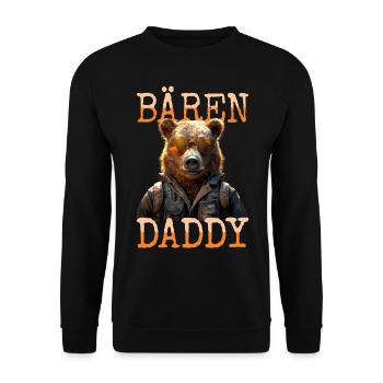 Bären Daddy Bär Papa Dad Vatertag Vater Grizzly - Unisex Pullover - Schwarz - Vorne - Alina (178cm) & Michal (187cm)