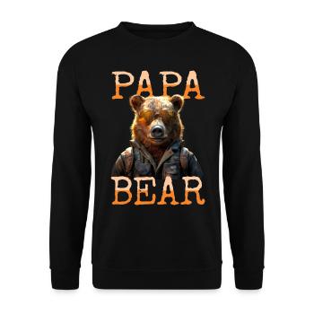 Papa Bear Bären Daddy Dad Vatertag Grizzly Bär - Unisex Pullover - Schwarz - Vorne - Alina (178cm) & Michal (187cm)