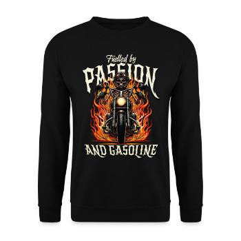 FUELLED BY PASSION AND GASOLINE - Unisex Sweatshirt - black - Front - Alina (178cm) & Michal (187cm)