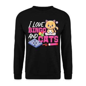 Bingo Player Cat I Love Bingo And - Unisex Sweatshirt - black - Front - Alina (178cm) & Michal (187cm)