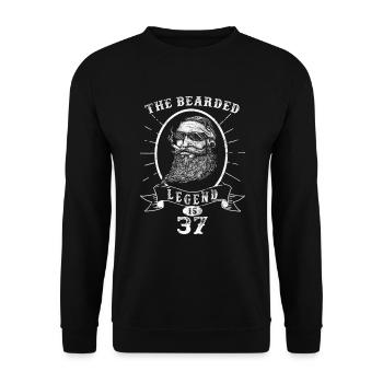 The bearded Legend is 37 - Unisex Sweatshirt - black - Front - Alina (178cm) & Michal (187cm)