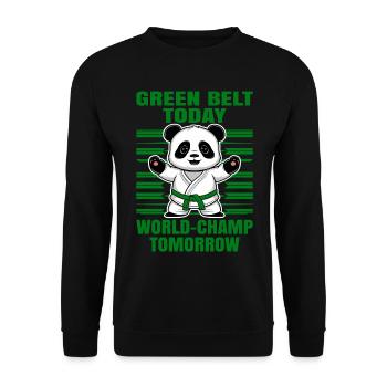 Ceinture verte aujourd’hui, championne du monde demain. Chemise de judo - Sweat-shirt Unisexe - noir - Devant - Alina (178cm) & Michal (187cm)