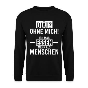 Diät? Ohne mich! Ich mag Essen mehr als Menschen - Unisex Pullover - Schwarz - Vorne - Alina (178cm) & Michal (187cm)