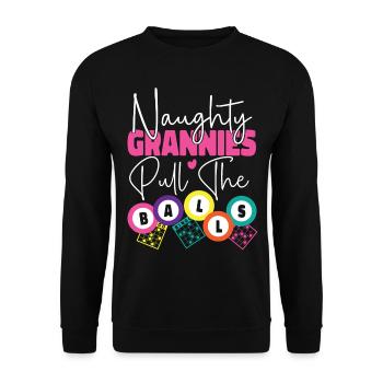 Bingo Player Grandma Naughty - Unisex Pullover - Schwarz - Vorne - Alina (178cm) & Michal (187cm)