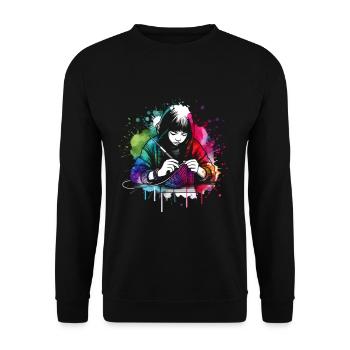 girl who love knitting - Unisex Sweatshirt - black - Front - Alina (178cm) & Michal (187cm)